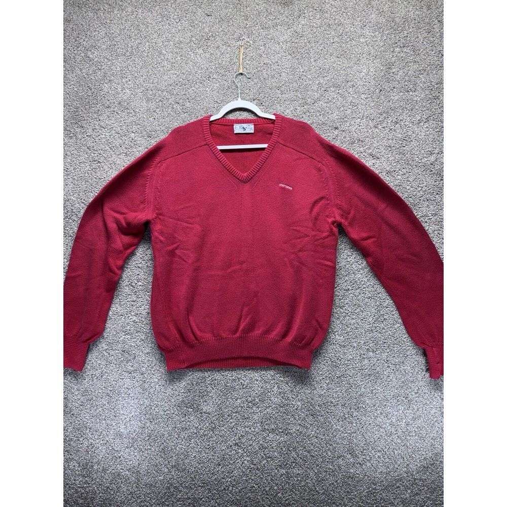 Pickering Craftsman Sweater Mens XL‎ Red V-Neck Employee Pullover Knit Vintage